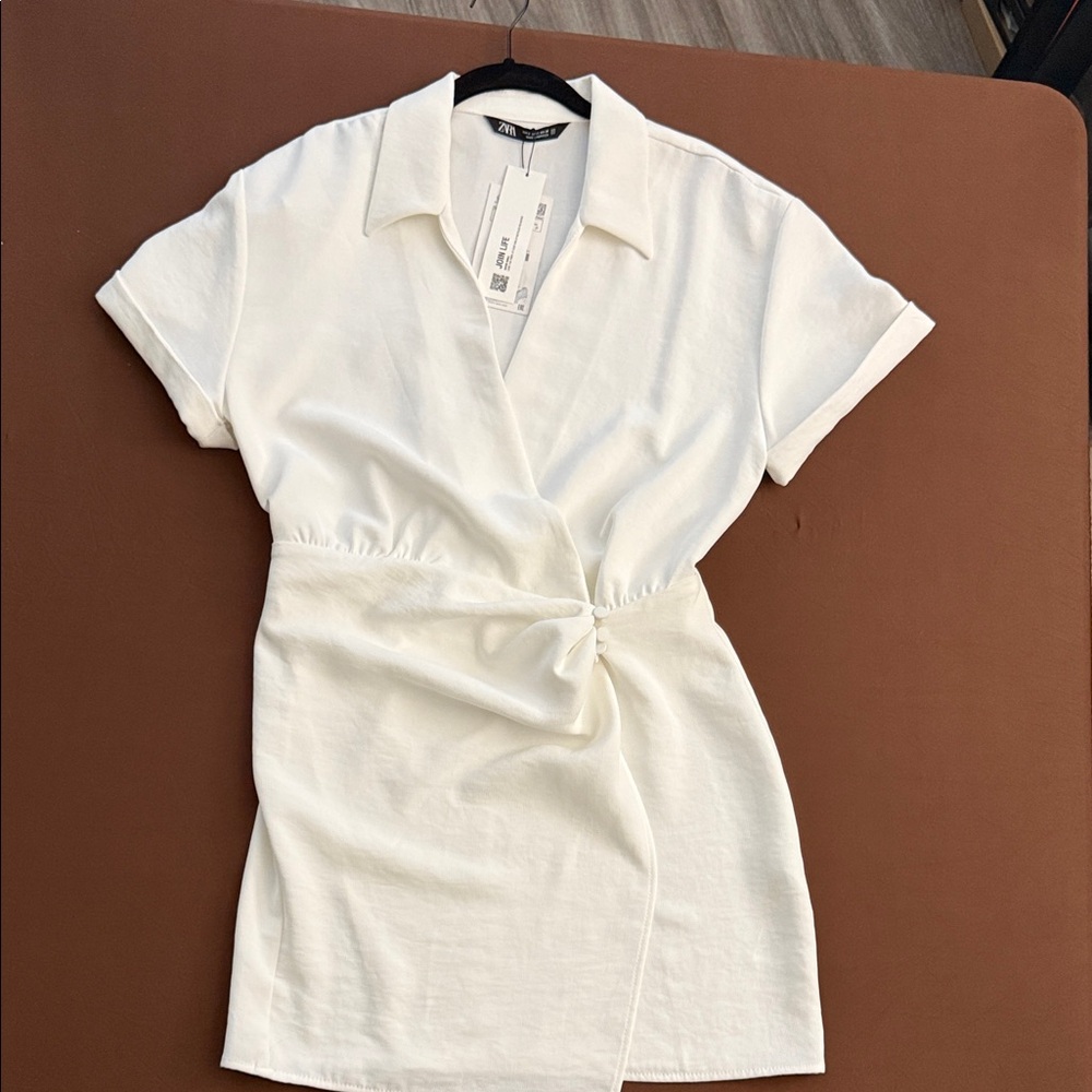 Zara Cream Short Sleeve Dress